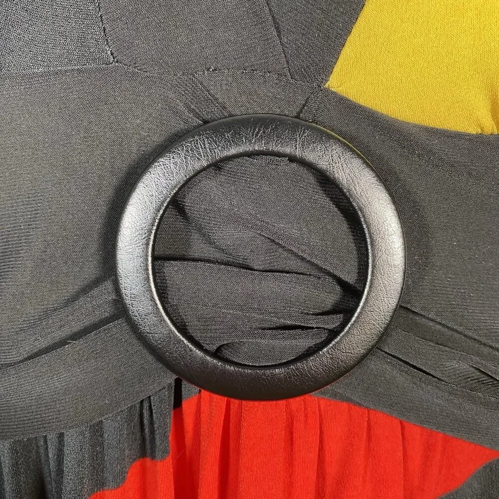 Vintage Y2K Wet Seal Maxi Dress Size L Retro Colorful Halter Tie Stretch V Neck - Picture 4 of 16